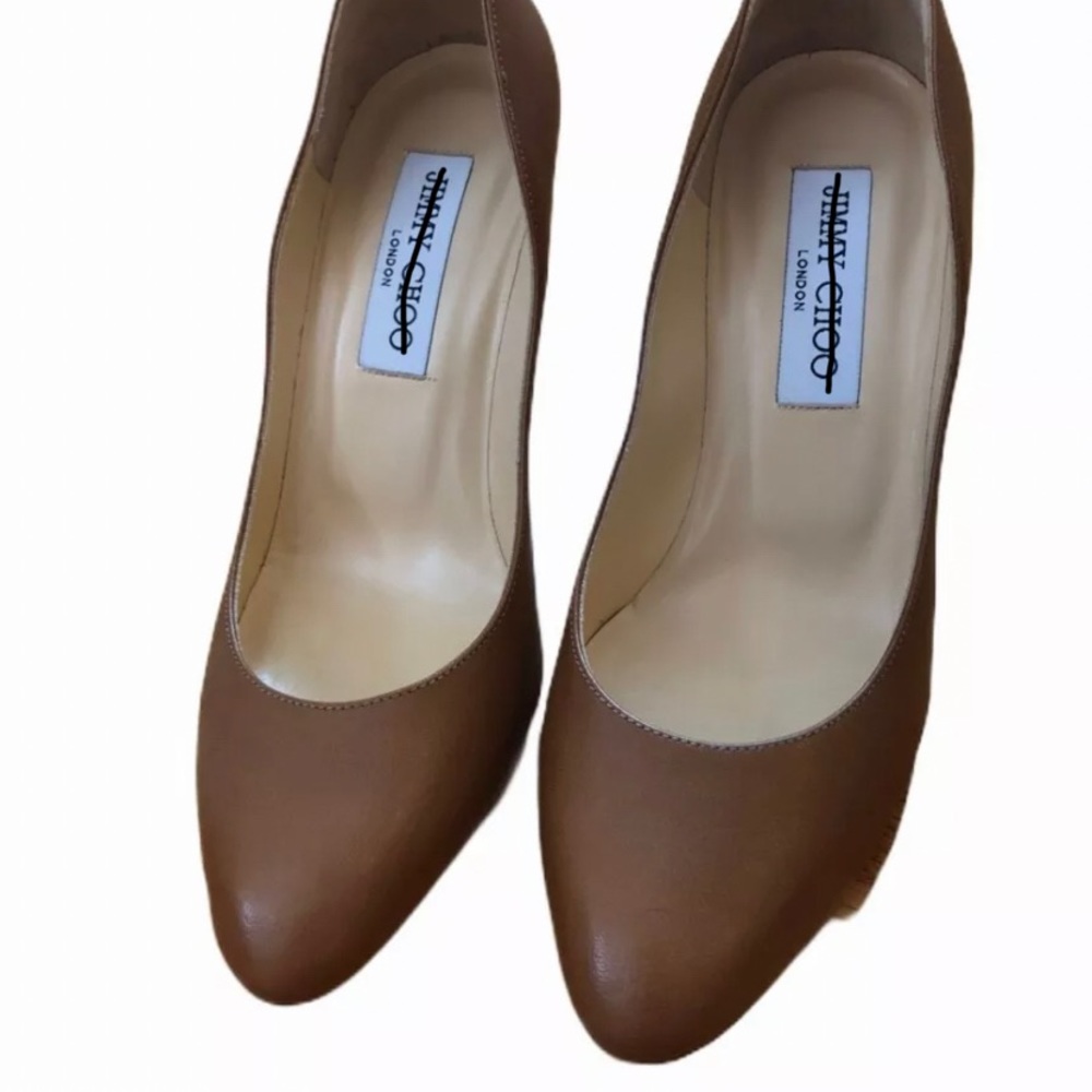 Jimmy Choo Gilbert Tan Luggage Heels 8.5